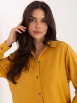 Ciemnożółta damska koszula z długim rękawem