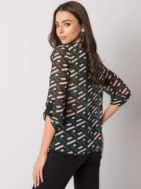 Czarno-zielona bluzka damska z printami Denver