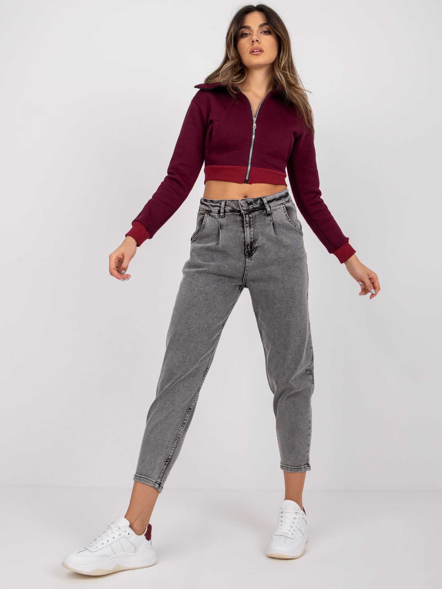 Ciemnoszare spodnie mom jeans Jessie 