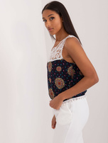 Hurtownia Granatowy damski top z nadrukiem