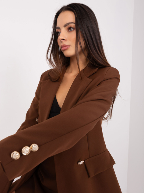 Hurt Brązowy damski komplet elegancki z szortami