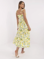 Ecru-yellow long dress with lemons.