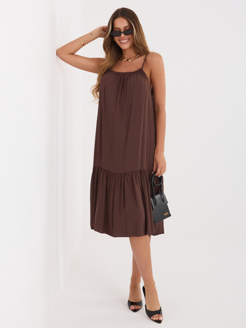 Czekoladowa letnia sukienka na ramiączkach