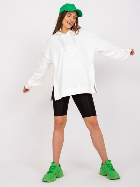 Ecru bawełniana bluza dresowa basic z kapturem