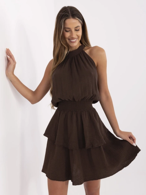 Ciemnobrązowa muślinowa sukienka na lato