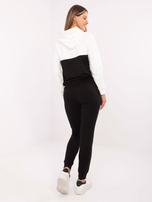 Hurt Ecru-czarny damski komplet dresowy ze spodniami