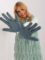 Hurt Ciemnomiętowe gładkie rękawiczki zimowe 