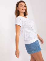 Hurt Biała bluzka z nadrukiem w serduszka RUE PARIS