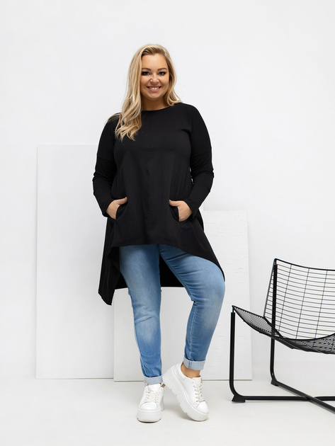 Czarna damska bluzka plus size z kieszeniami