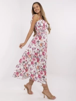 White-pink dress with button closure.