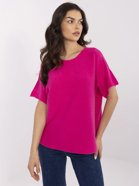 Ciemnoróżowy sweter oversize z wiskozą