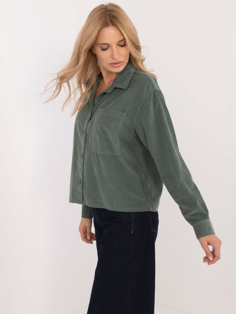 Hurt Ciemnozielona sztruksowa koszula oversize na guziki SUBLEVEL