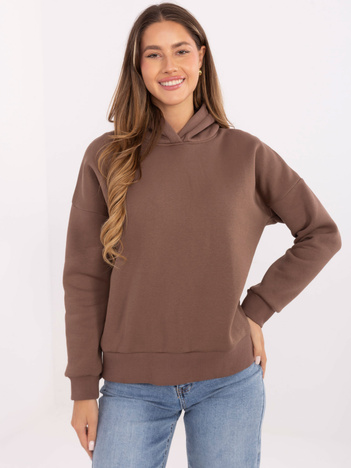 Brązowa damska bluza oversize z kapturem 