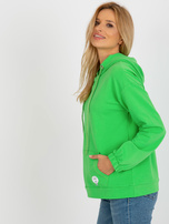 Hurt Zielona dresowa bluza kangurka z naszywką 