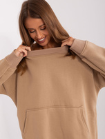 Hurtownia Ciemnobeżowa bluza ocieplana z rozcięciami