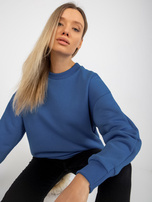 Hurtownia Ciemnoniebieska dresowa bluza basic oversize 
