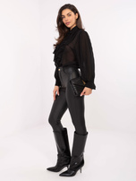 Czarna rozpinana koszula z plisowaniem