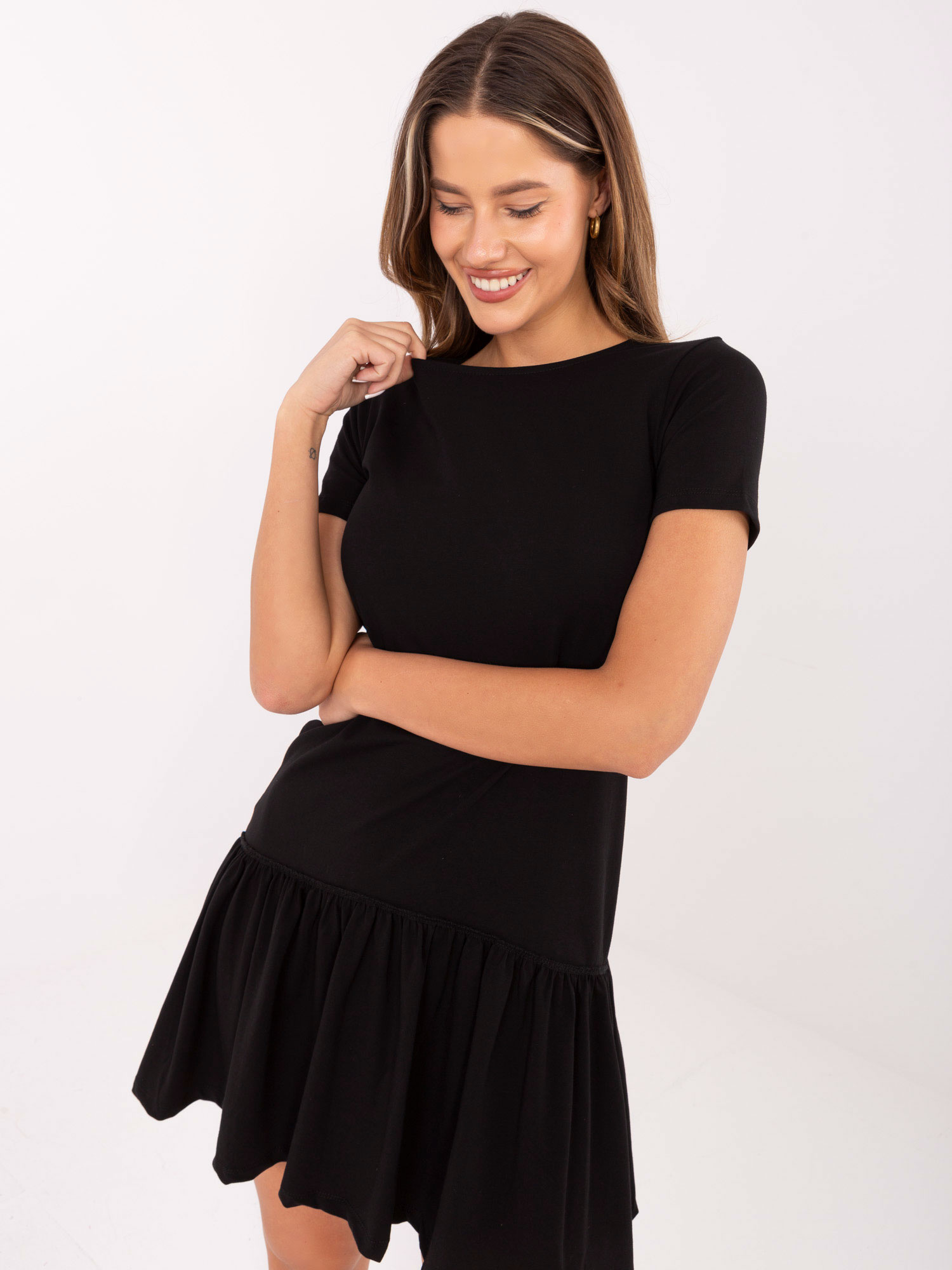 Black cotton dress RUE PARIS.