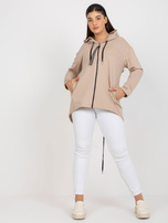 Hurt Beżowa rozpinana bluza plus size z kapturem i kieszeniami