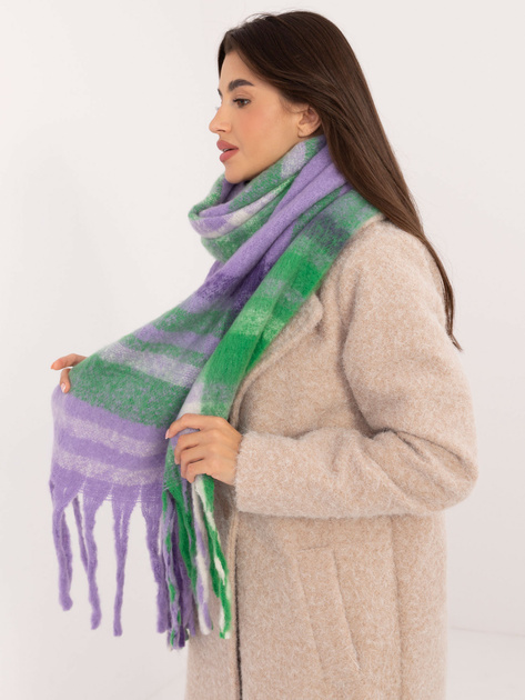 Hurtownia Fioletowo-zielony zimowy szal damski