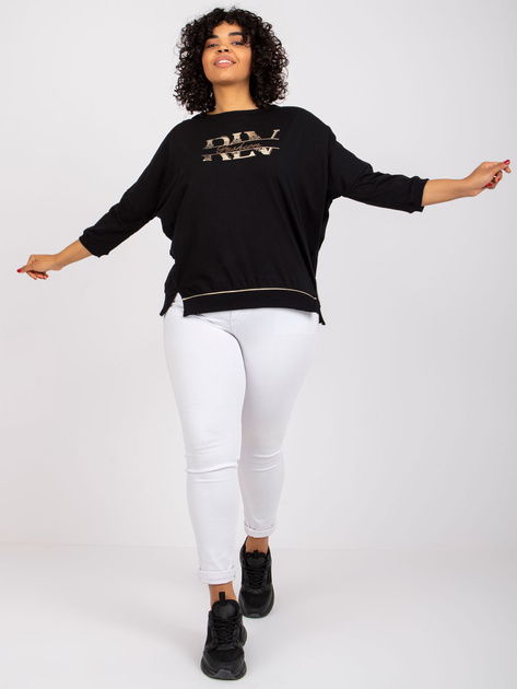 Czarna bluzka plus size z napisem Cordelia