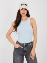 Niebieski pastelowy damski tank top z bawełny SUBLEVEL 