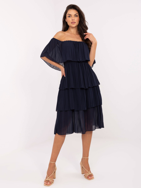 Granatowa warstwowa sukienka hiszpanka OCH BELLA