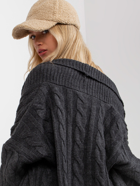 Hurt Ciemnoszary trzyczęściowy komplet dzianinowy z kardiganem