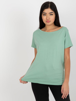 Hurtownia Pistacjowy luźny t-shirt basic z bawełny Fire