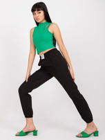 Czarne spodnie z materiału z wysokim stanem 