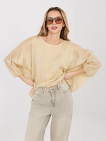 Beżowa wizytowa bluzka z okrągłym dekoltem 