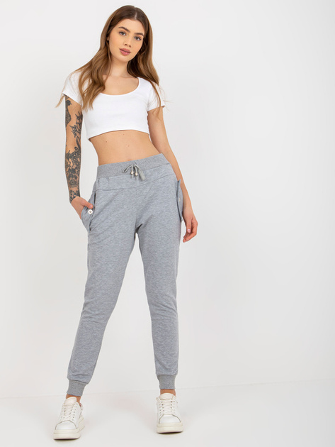 Hurtownia Szare damskie spodnie dresowe z kieszeniami