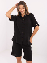 Czarny letni komplet z wiązanym paskiem