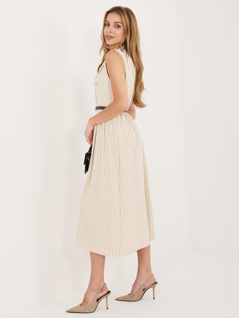 Beżowa elegancka sukienka z górą w stylu kamizelki