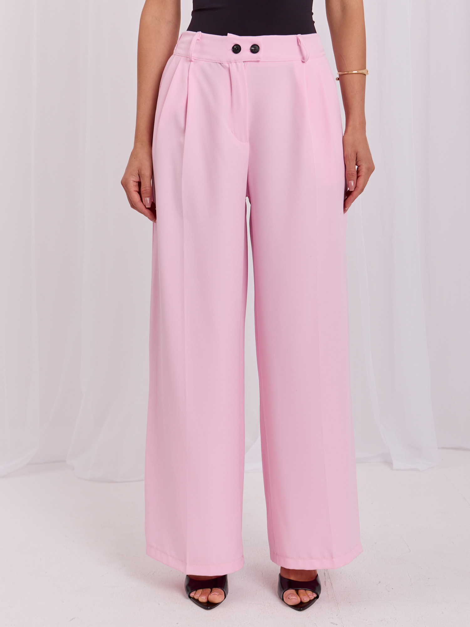 Pastellrosa elegante Hose mit weitem Bein RUE PARIS.