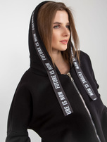 Hurt Czarna dresowa długa bluza rozpinana z kapturem 