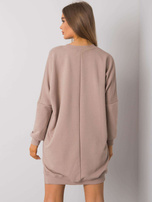 Ciemnobeżowa sukienka dresowa z długim rękawem Odile RUE PARIS