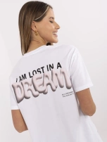 Biało-różowy t-shirt z bawełny FRESH MADE