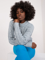 Hurt Miętowy damski sweter w warkocze MAYFLIES