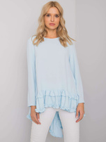 Hellblaue Bluse mit Rüsche Tracy RUE PARIS.
