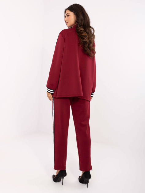 Bordowy casualowy komplet z lampasami RUE PARIS