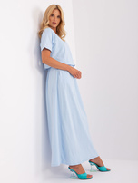 Hurt Light Blue Maxi Dress Basic with a Drawstring.