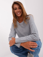 Hurt Szary damski sweter klasyczny ze ściągaczami 