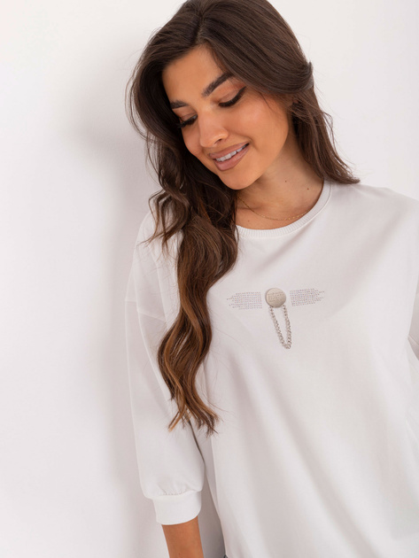 Hurtownia Ecru casualowa bluzka damska ze ściągaczem