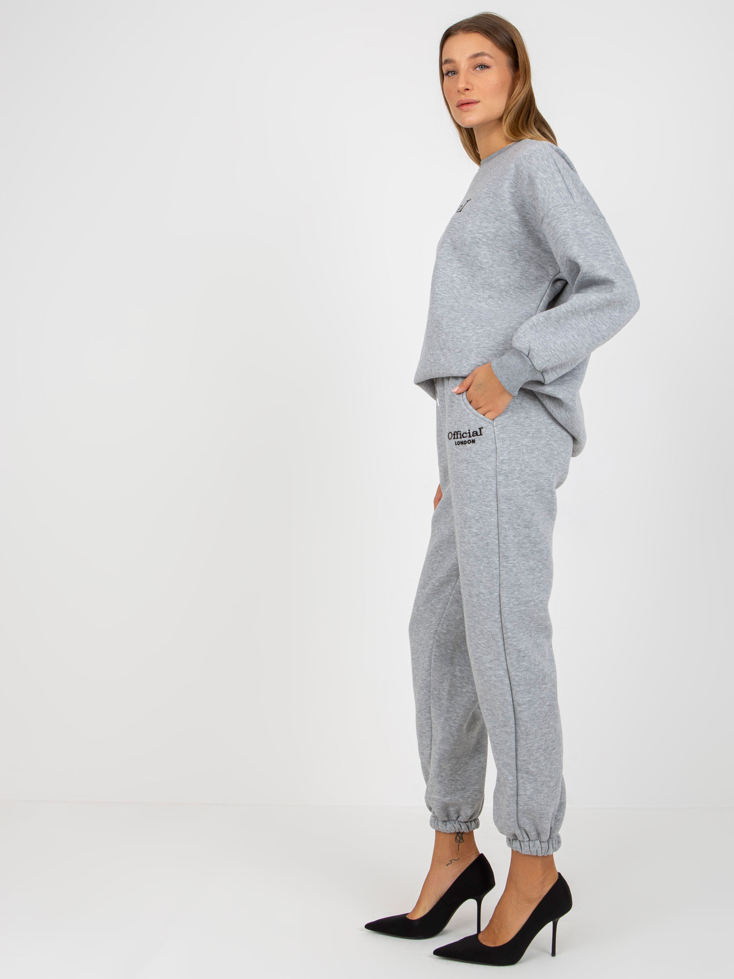 Hurt Gray two-piece tracksuit set with oversized hoodie.