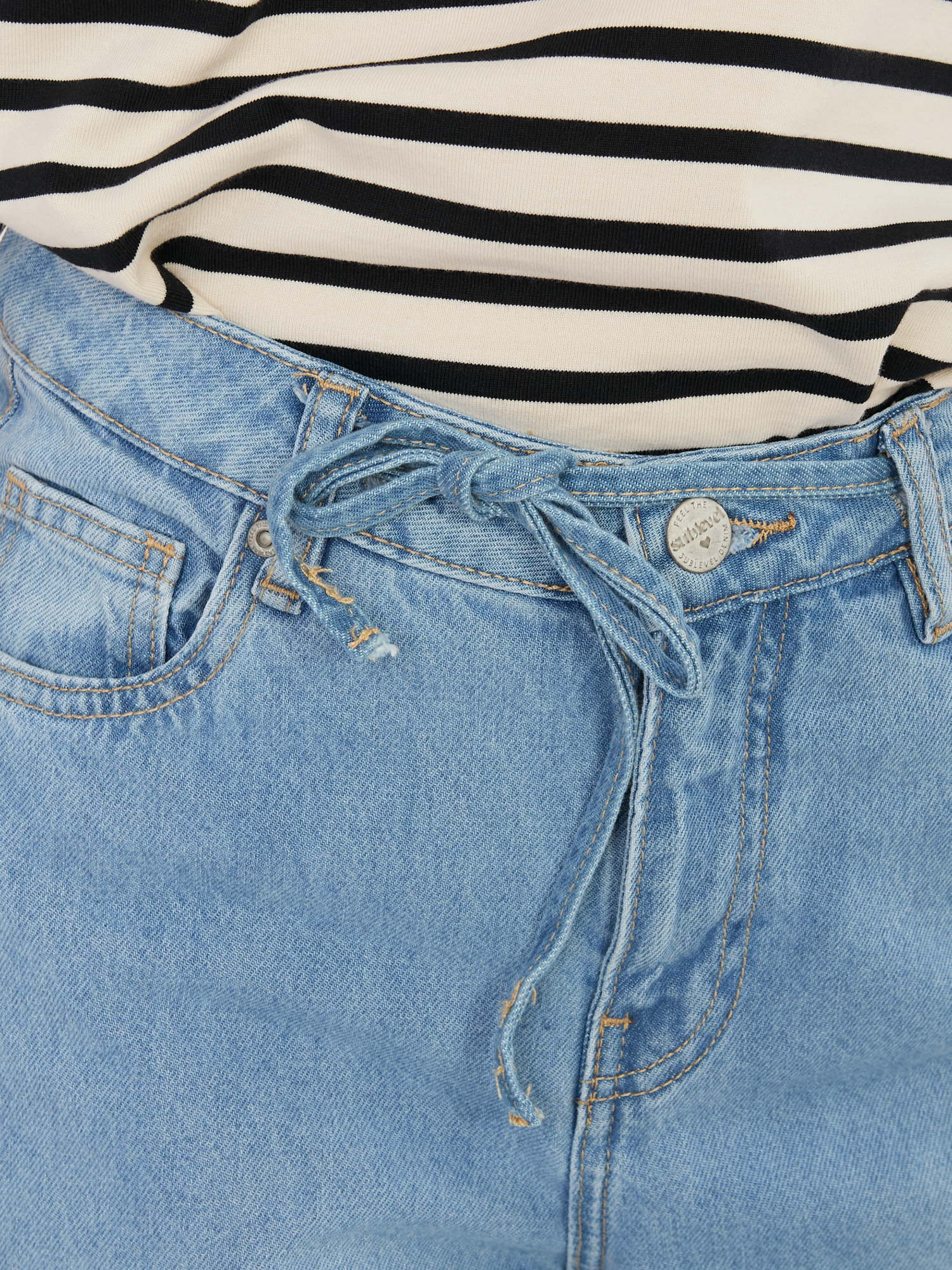 Niebieskie jeansy wide leg z wiązaniem SUBLEVEL