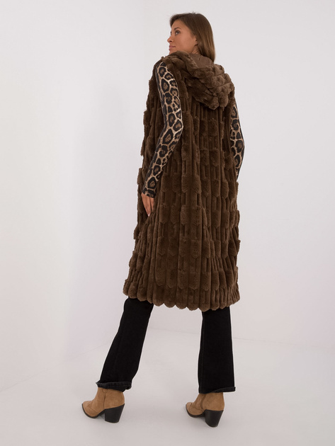 Hurt Ciemnobrązowa ciepła kamizelka futrzana z podszewką