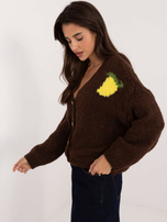 Hurt Brązowy rozpinany sweter z napisem na plecach