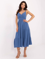 Brudnoniebieska midi sukienka z muślinu