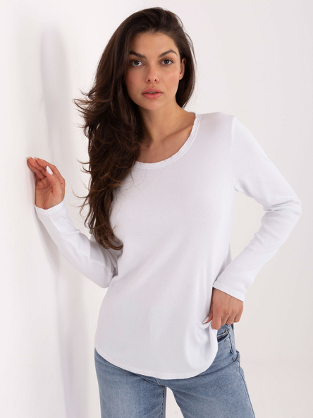 Biała damska bluzka longsleeve w prążek